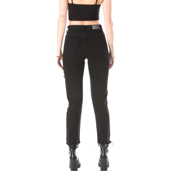 NWT CARMAR Emelia High Rise Black Straight Leg Crop Distressed Jeans Size 30 - Picture 2 of 13